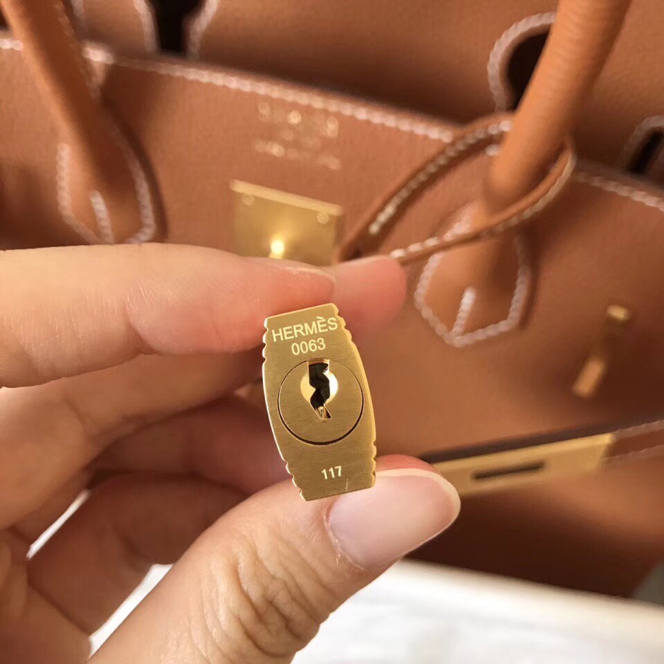 Hermes Gold Birkin 30cm Clemence Handmade Bag