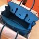 Hermes Blue Zanzibar Birkin 30cm Clemence Handmade Bag