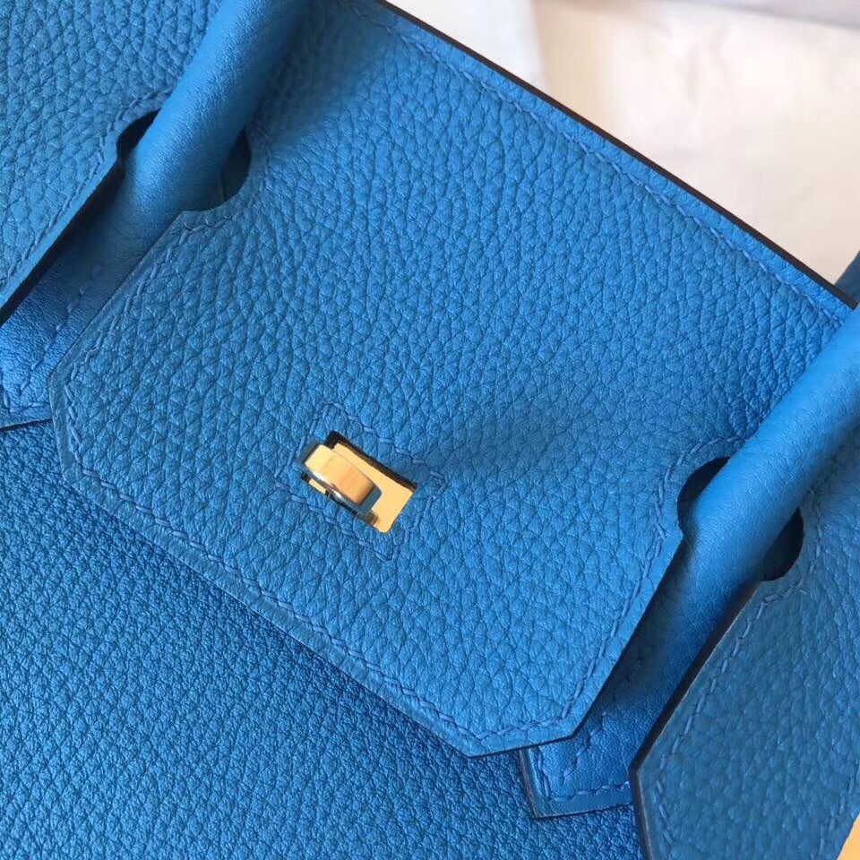 Hermes Blue Zanzibar Birkin 30cm Clemence Handmade Bag