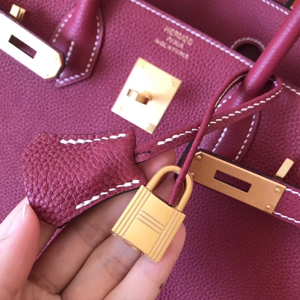 Hermes Ruby Birkin 30cm Clemence Handmade Bag