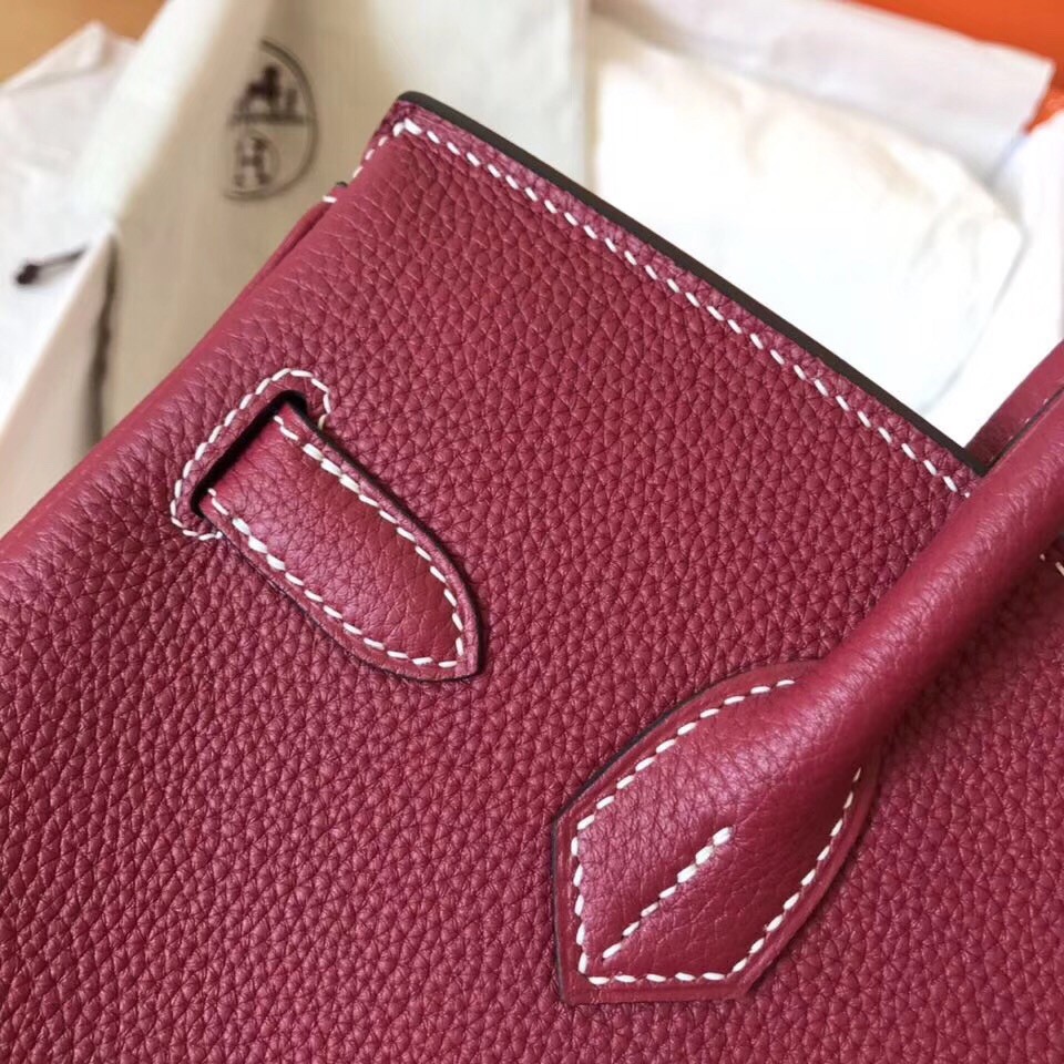 Hermes Ruby Birkin 30cm Clemence Handmade Bag