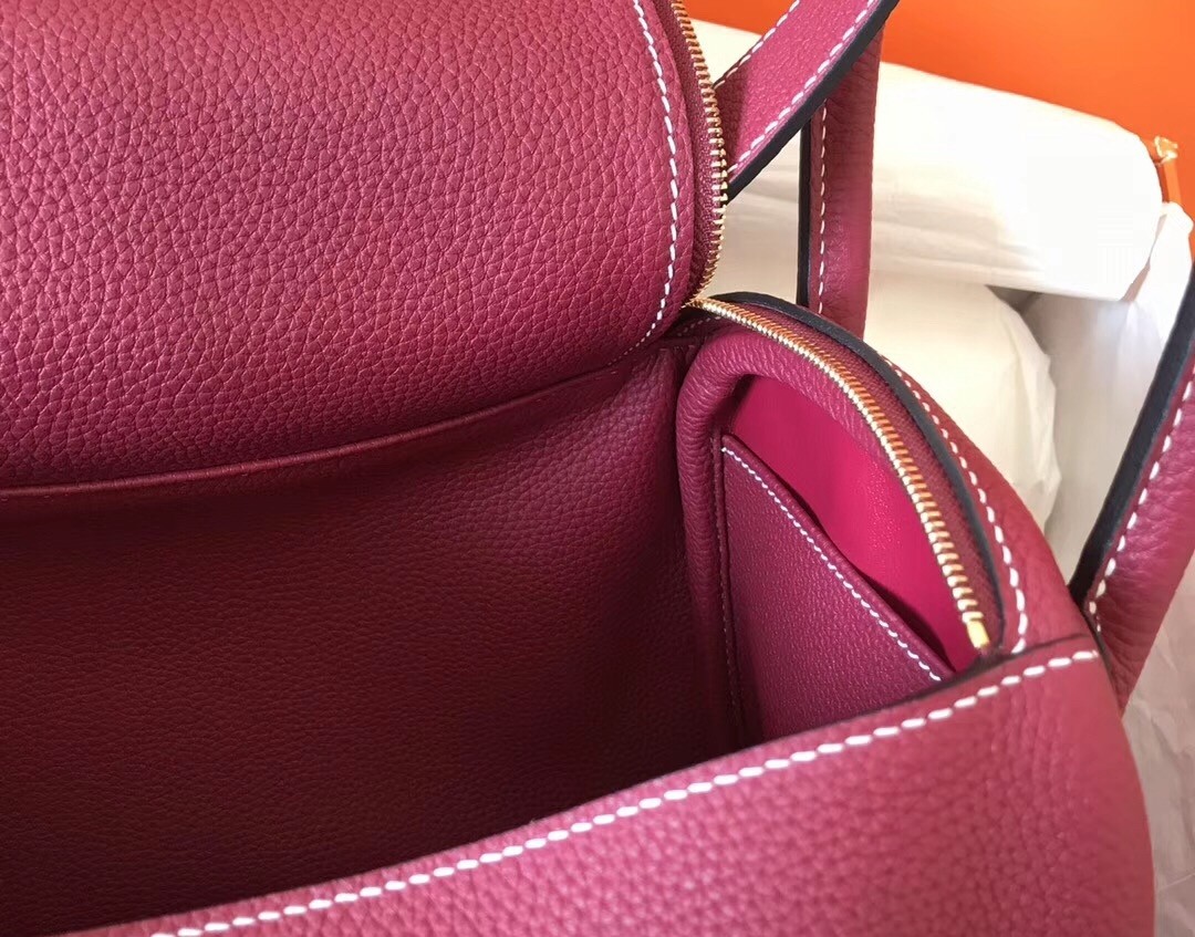 Hermes Ruby Lindy 26cm Clemence Handmade Bag