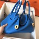 Hermes Blue Zanzibar Lindy 30cm Clemence Handmade Bag