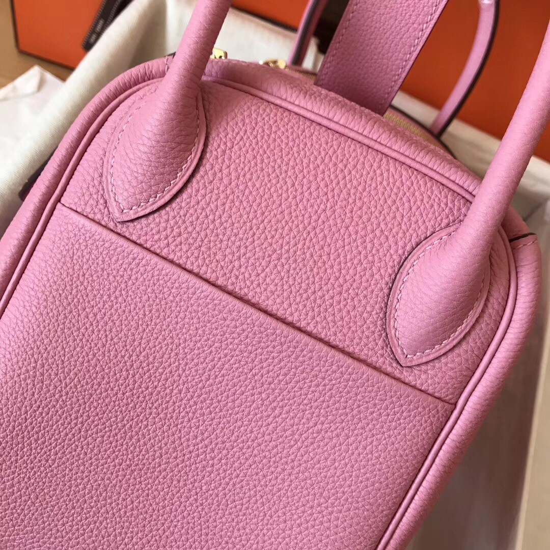 Hermes Pink Lindy 30cm Clemence Handmade Bag