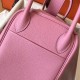 Hermes Pink Lindy 30cm Clemence Handmade Bag