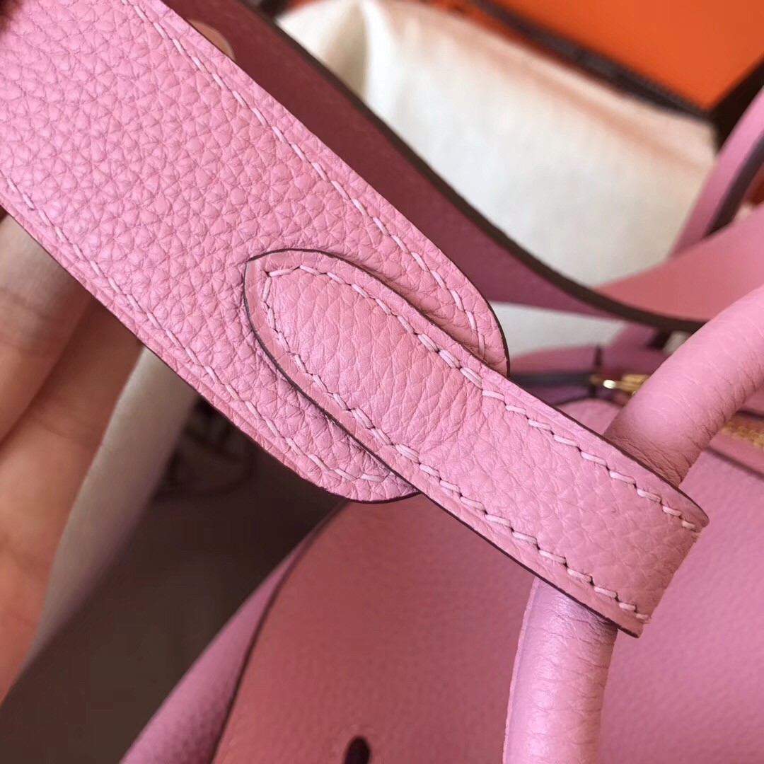 Hermes Pink Lindy 30cm Clemence Handmade Bag