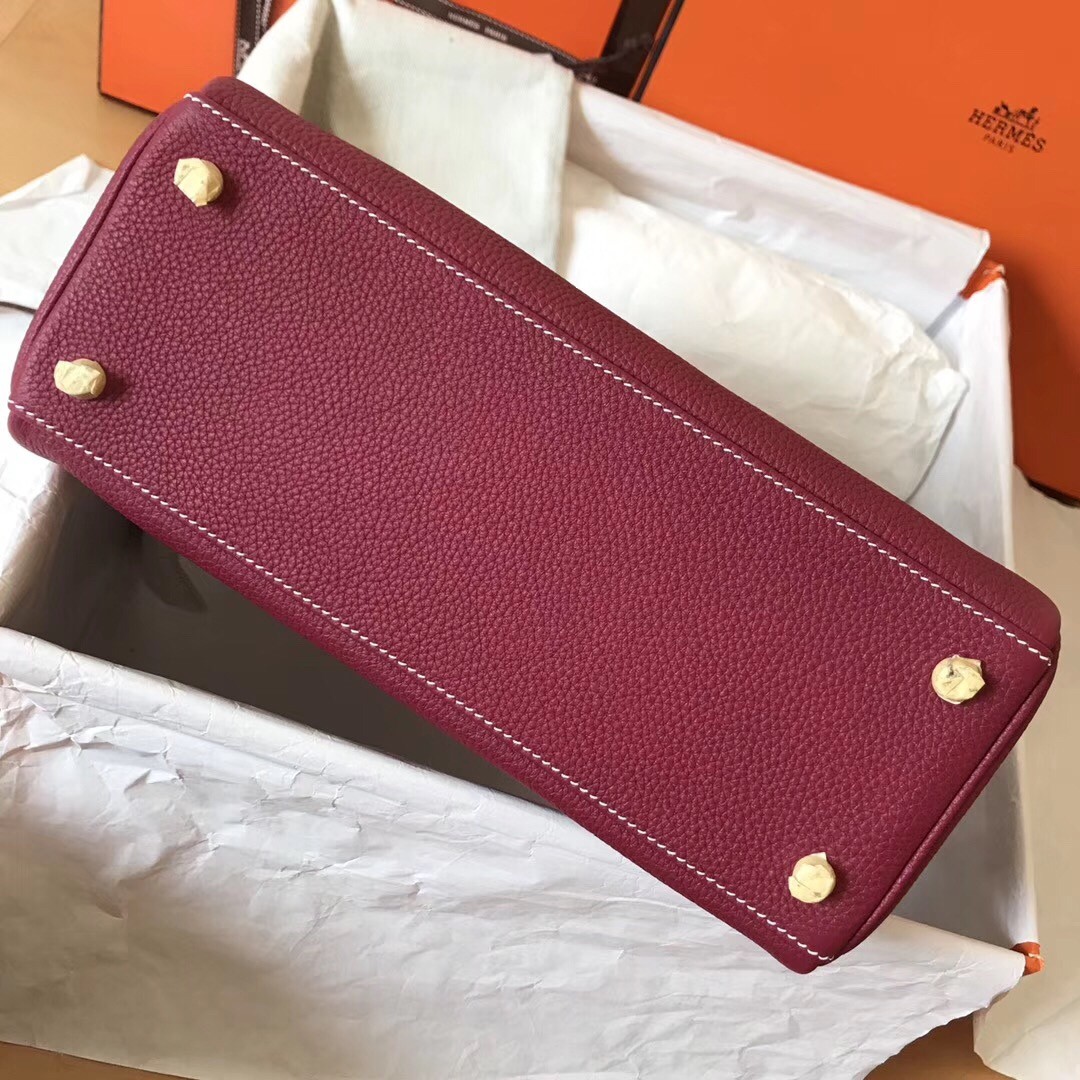 Hermes Ruby Clemence Kelly 28cm Handmade Bag