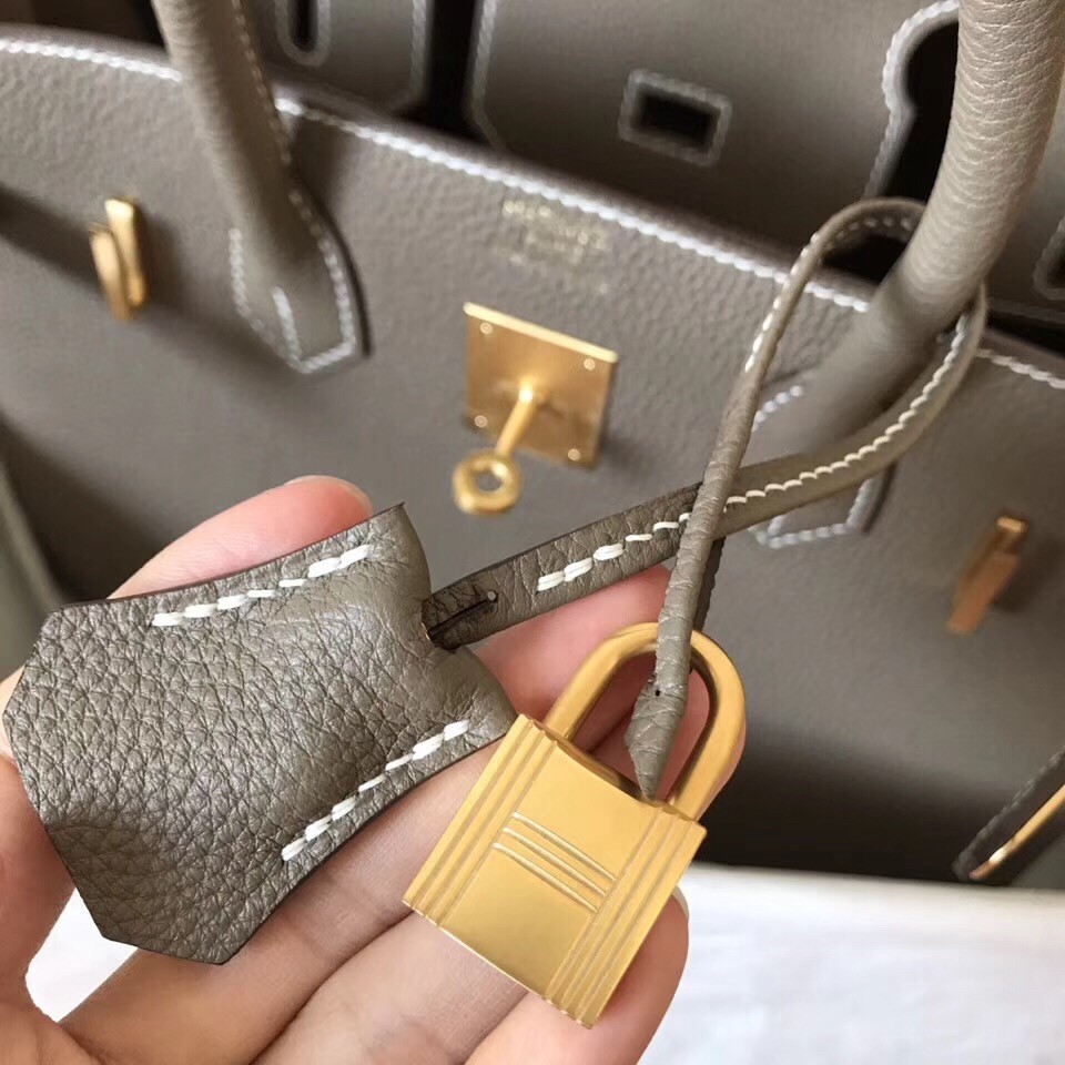 Hermes Etain Birkin 30cm Clemence Handmade Bag