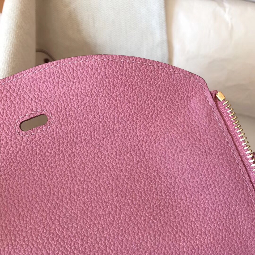 Hermes Pink Lindy 26cm Clemence Handmade Bag