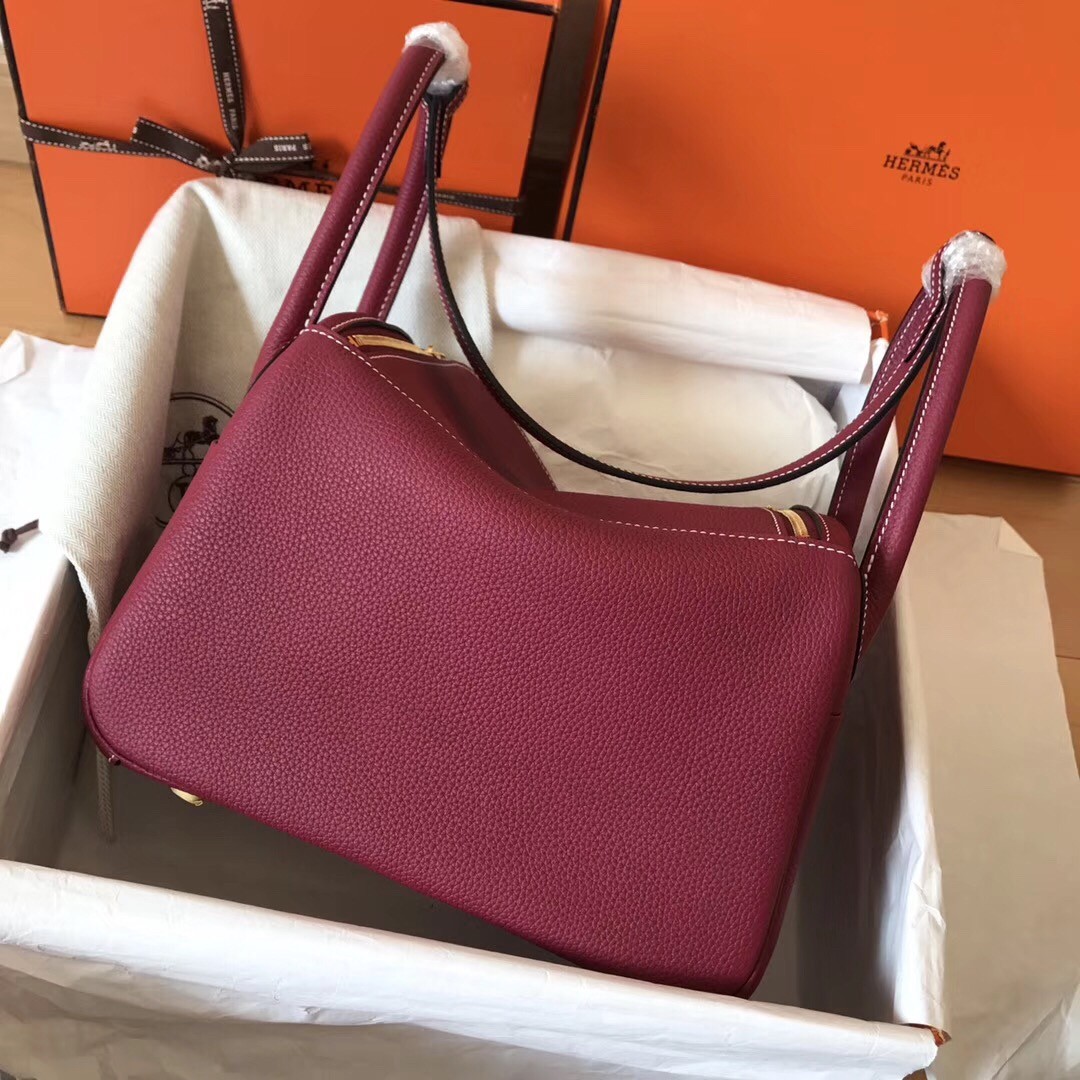 Hermes Ruby Lindy 30cm Clemence Handmade Bag