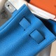 Hermes Blue Zanzibar Clemence Kelly 28cm Handmade Bag