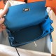 Hermes Blue Zanzibar Clemence Kelly 28cm Handmade Bag