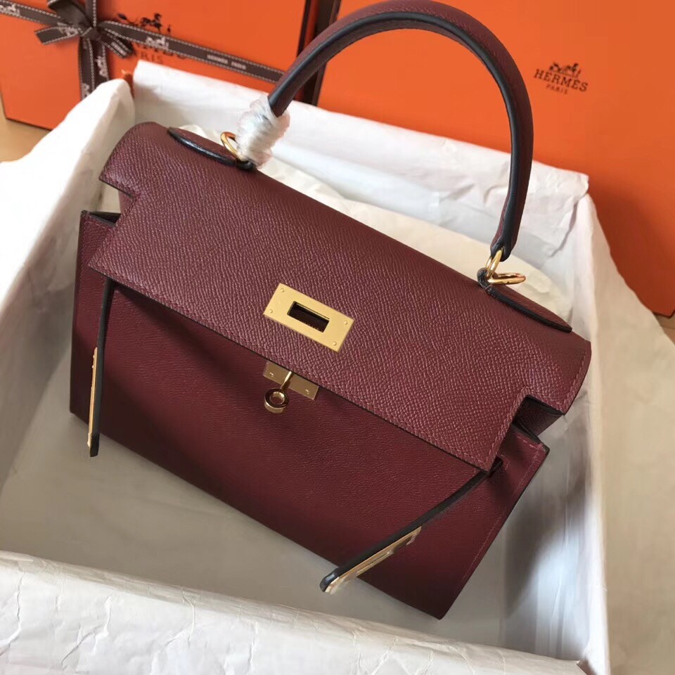 Hermes Bordeaux Epsom Kelly 28cm Handmade Bag