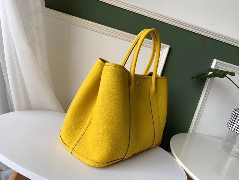 Hermes Yellow Fjord Garden Party 30cm With Printed Lining