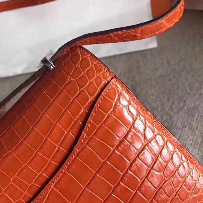 Hermes Constance 24cm Orange Niloticus Crocodile