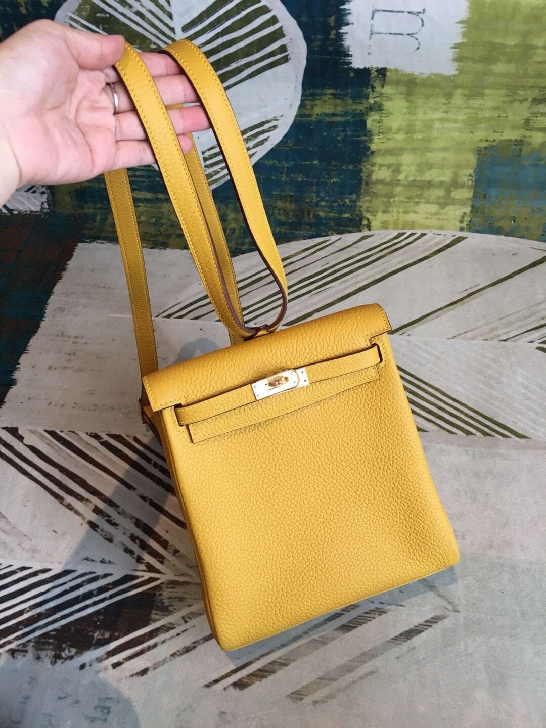 Hermes Yellow Clemence Kelly Ado PM Backpack