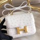 Hermes Mini Constance 18cm White Ostrich Leather