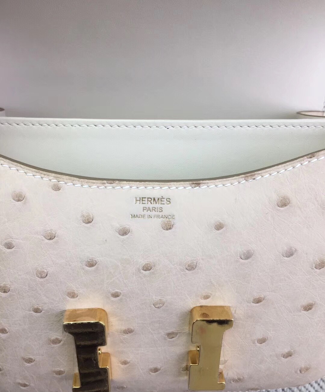 Hermes Mini Constance 18cm White Ostrich Leather