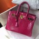 Hermes Rose Red Birkin 30cm Crocodile Niloticus Shiny Bag