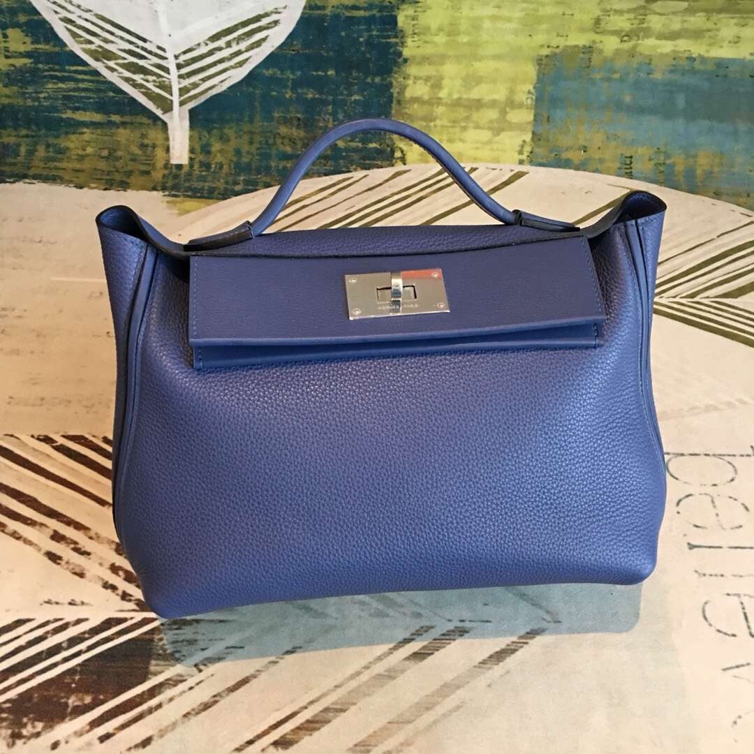 Hermes 24/24 29 Bag In Blue Clemence Calfskin