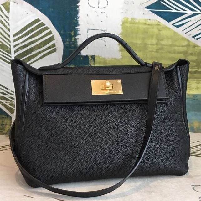 Hermes 24/24 29 Bag In Black Clemence Calfskin