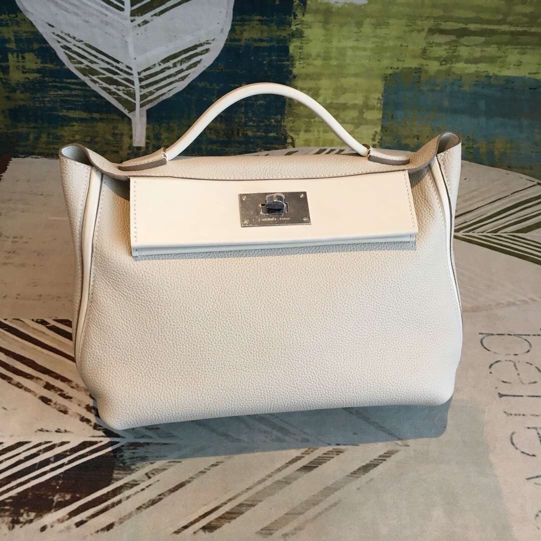 Hermes 24/24 29 Bag In White Clemence Calfskin