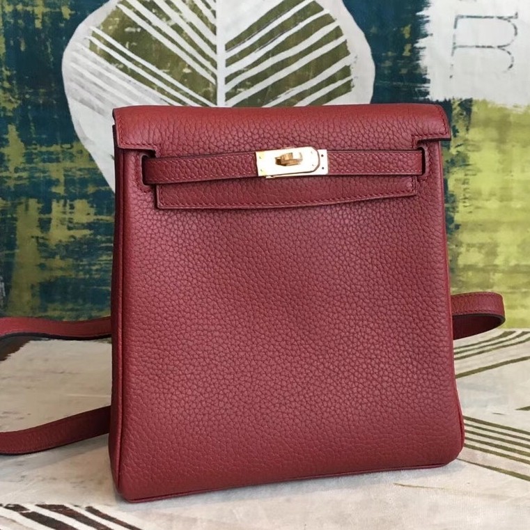 Hermes Bordeaux Clemence Kelly Ado PM Backpack