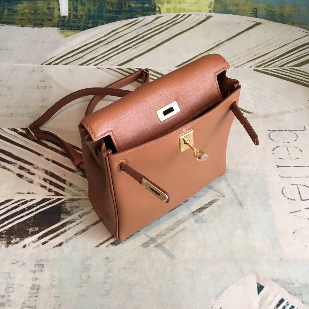 Hermes Gold Swift Kelly Ado PM Backpack