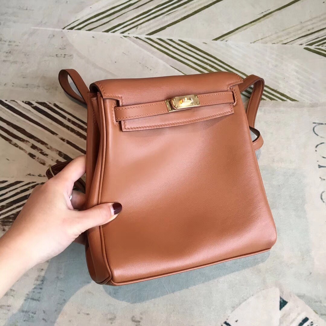 Hermes Gold Swift Kelly Ado PM Backpack