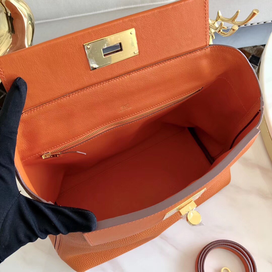 Hermes 24/24 29 Bag In Orange Clemence Calfskin