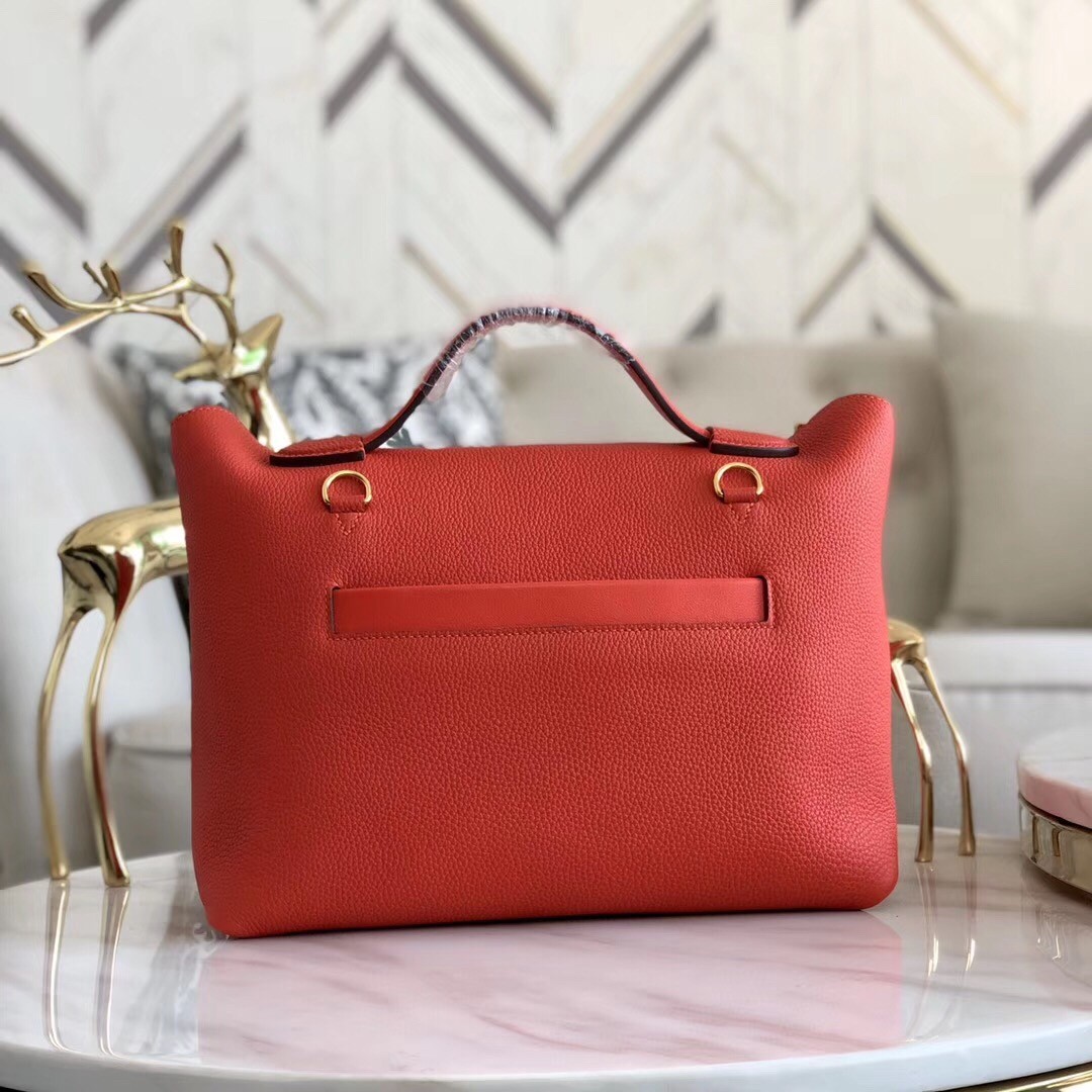 Hermes 24/24 29 Bag In Red Clemence Calfskin