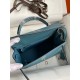 Hermes Epsom Kelly 25cm Sellier Handmade Blue Jean Bag