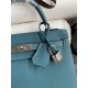 Hermes Epsom Kelly 25cm Sellier Handmade Blue Jean Bag