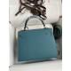 Hermes Epsom Kelly 25cm Sellier Handmade Blue Jean Bag