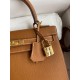 Hermes Epsom Kelly 25cm Sellier Handmade Gold Bag