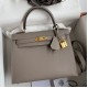 Hermes Epsom Kelly 25cm Sellier Handmade Grey Bag