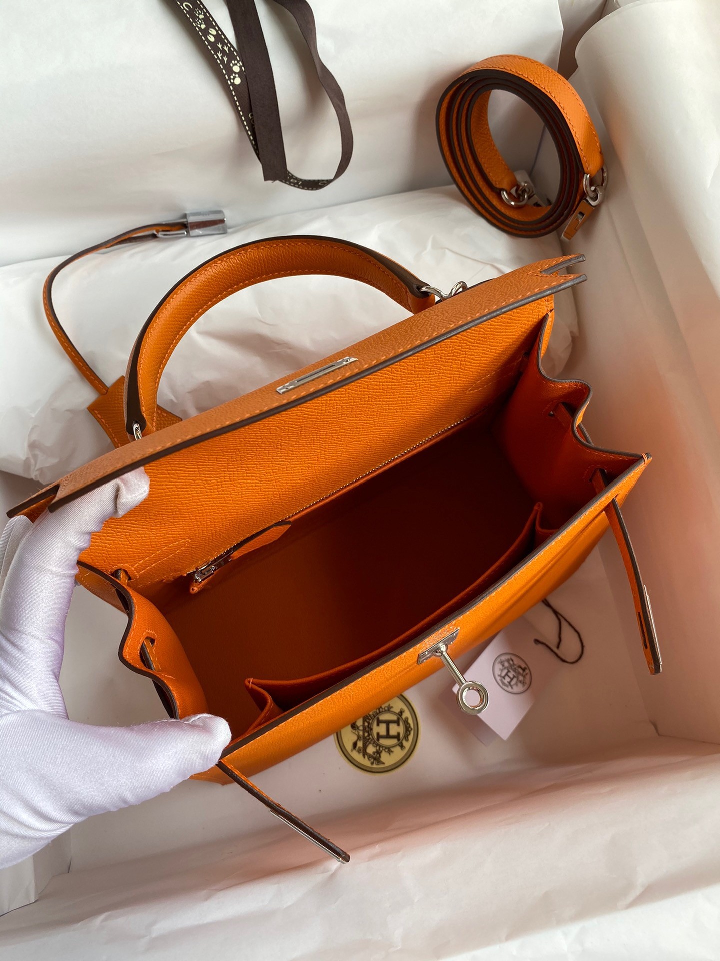 Hermes Epsom Kelly 25cm Sellier Handmade Orange Bag