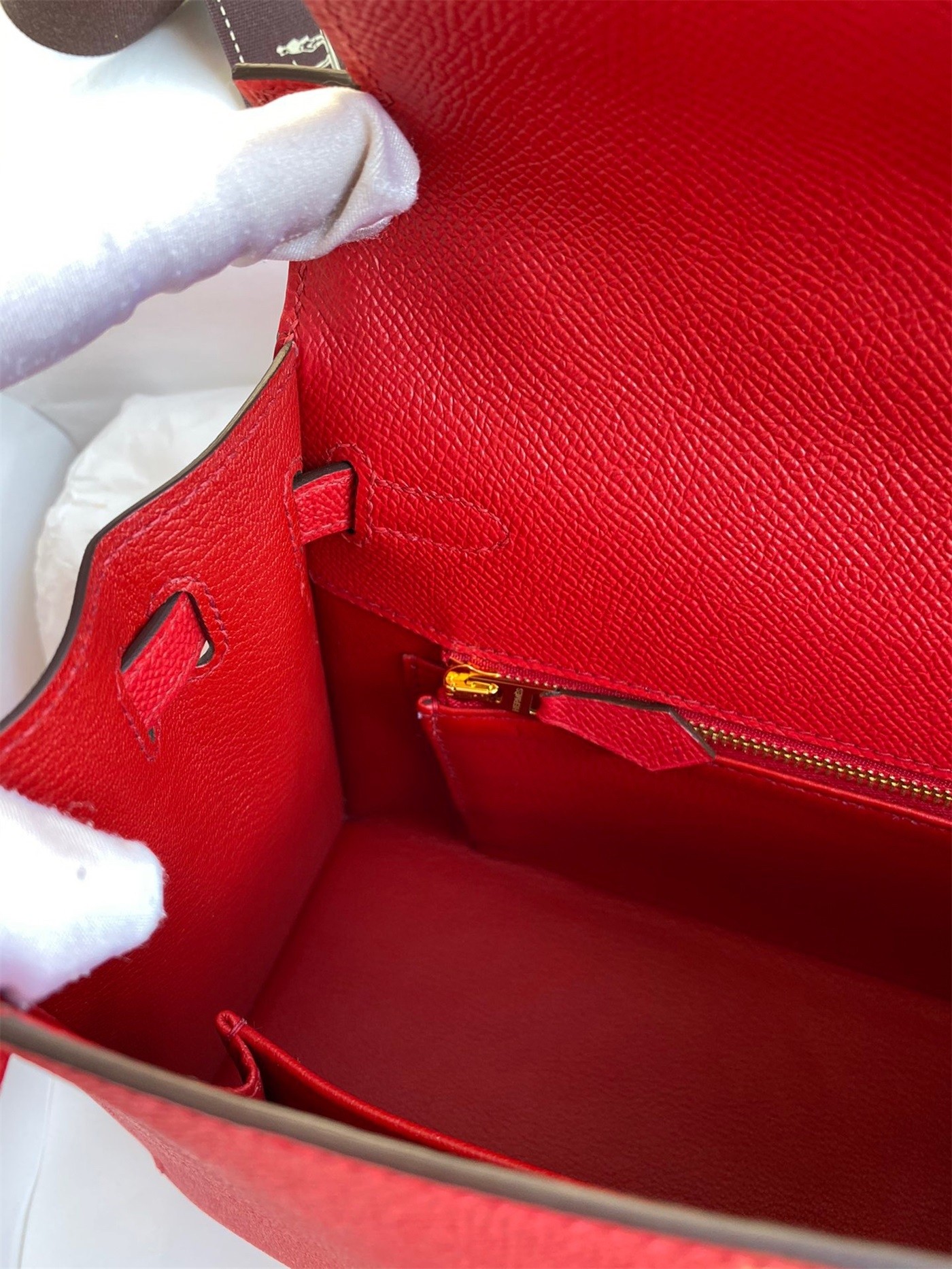 Hermes Epsom Kelly 25cm Sellier Handmade Red Bag