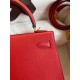 Hermes Epsom Kelly 25cm Sellier Handmade Red Bag