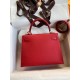 Hermes Epsom Kelly 25cm Sellier Handmade Red Bag