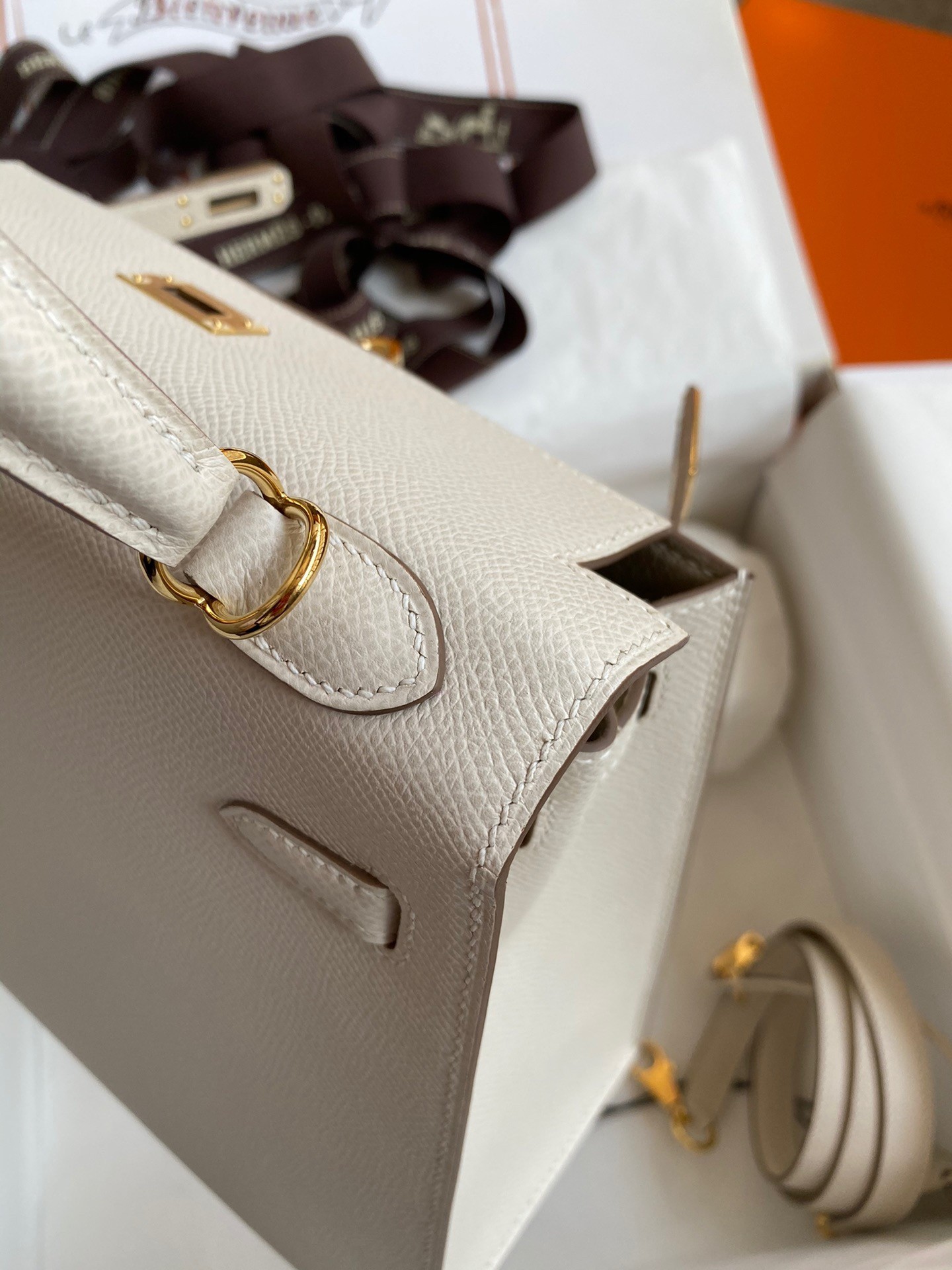 Hermes Epsom Kelly 25cm Sellier Handmade White Bag