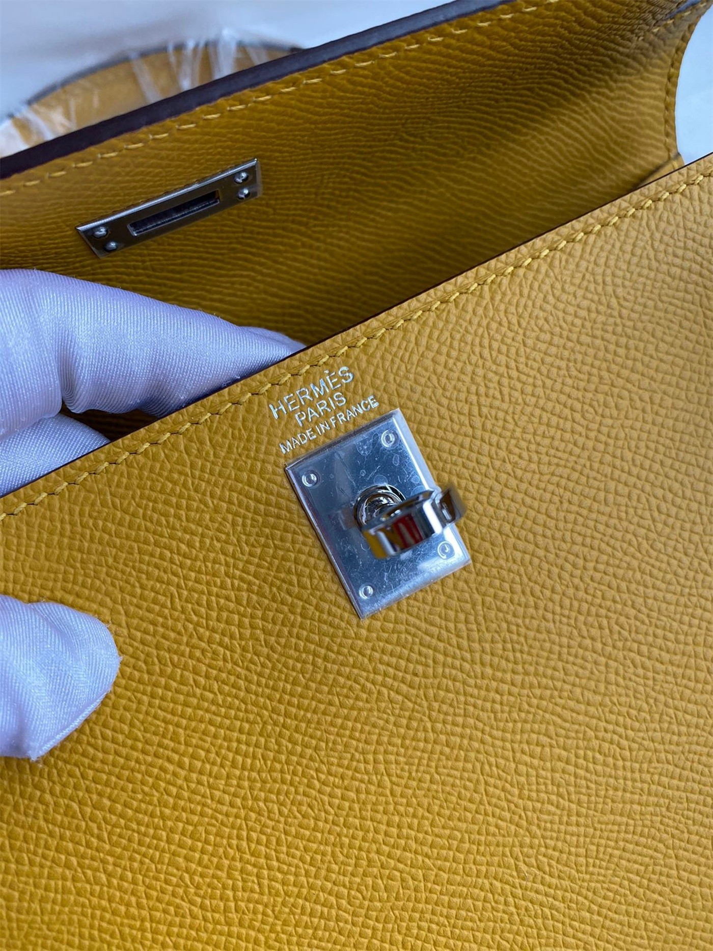 Hermes Epsom Kelly 25cm Sellier Handmade Yellow Bag