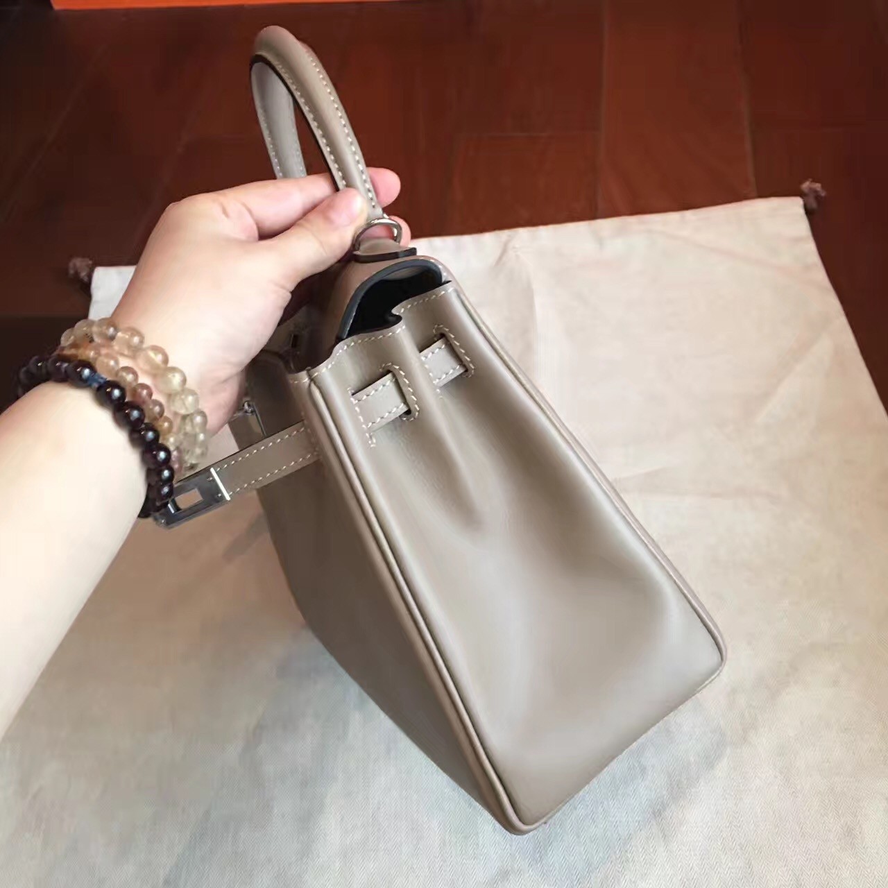 Hermes Swift Kelly 25cm Retourne Handmade Grey Bag