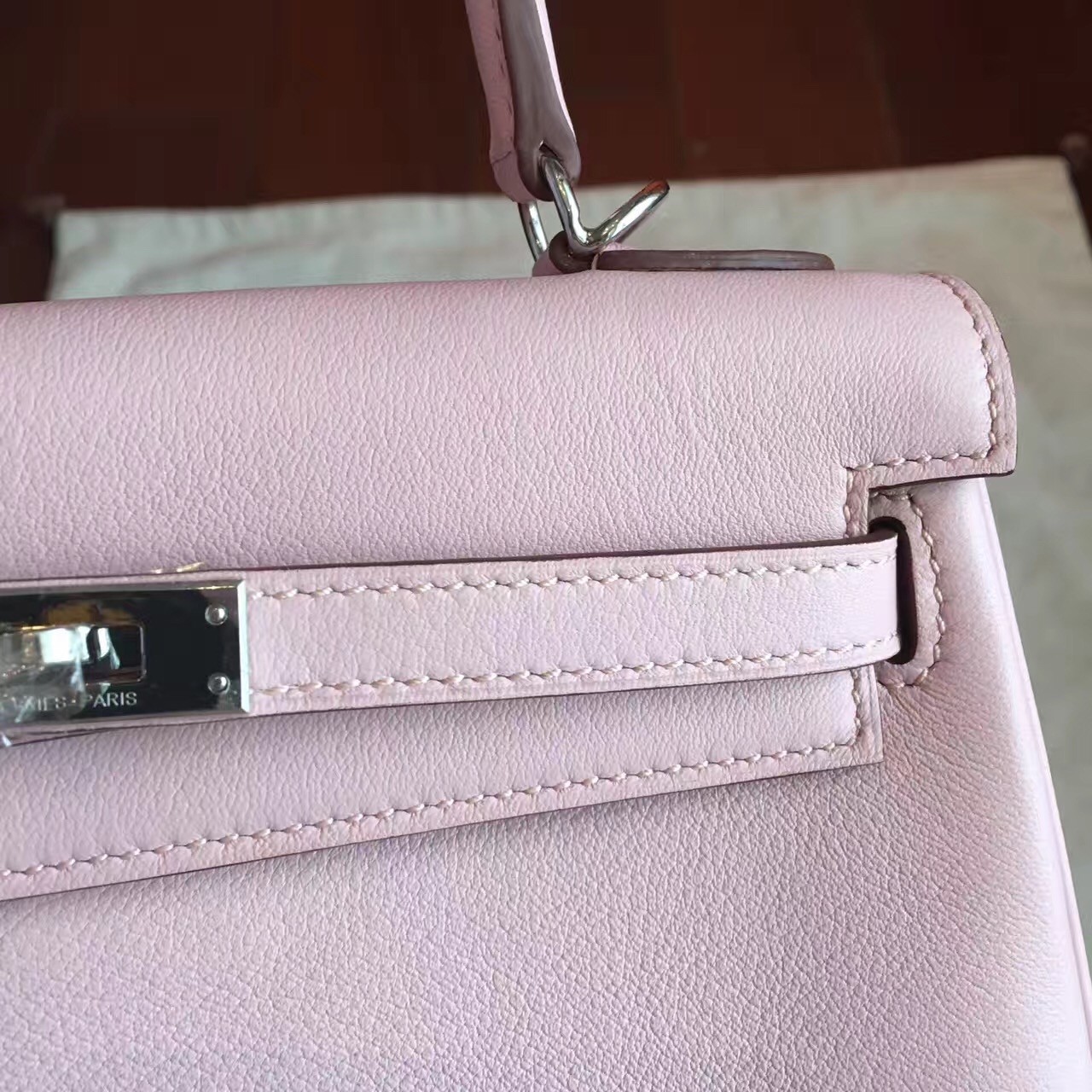 Hermes Swift Kelly 25cm Retourne Handmade Rose Dragee Bag