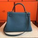 Hermes Blue Jean Clemence Kelly Retourne 32cm Handmade Bag