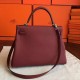 Hermes Bordeaux Clemence Kelly Retourne 32cm Handmade Bag