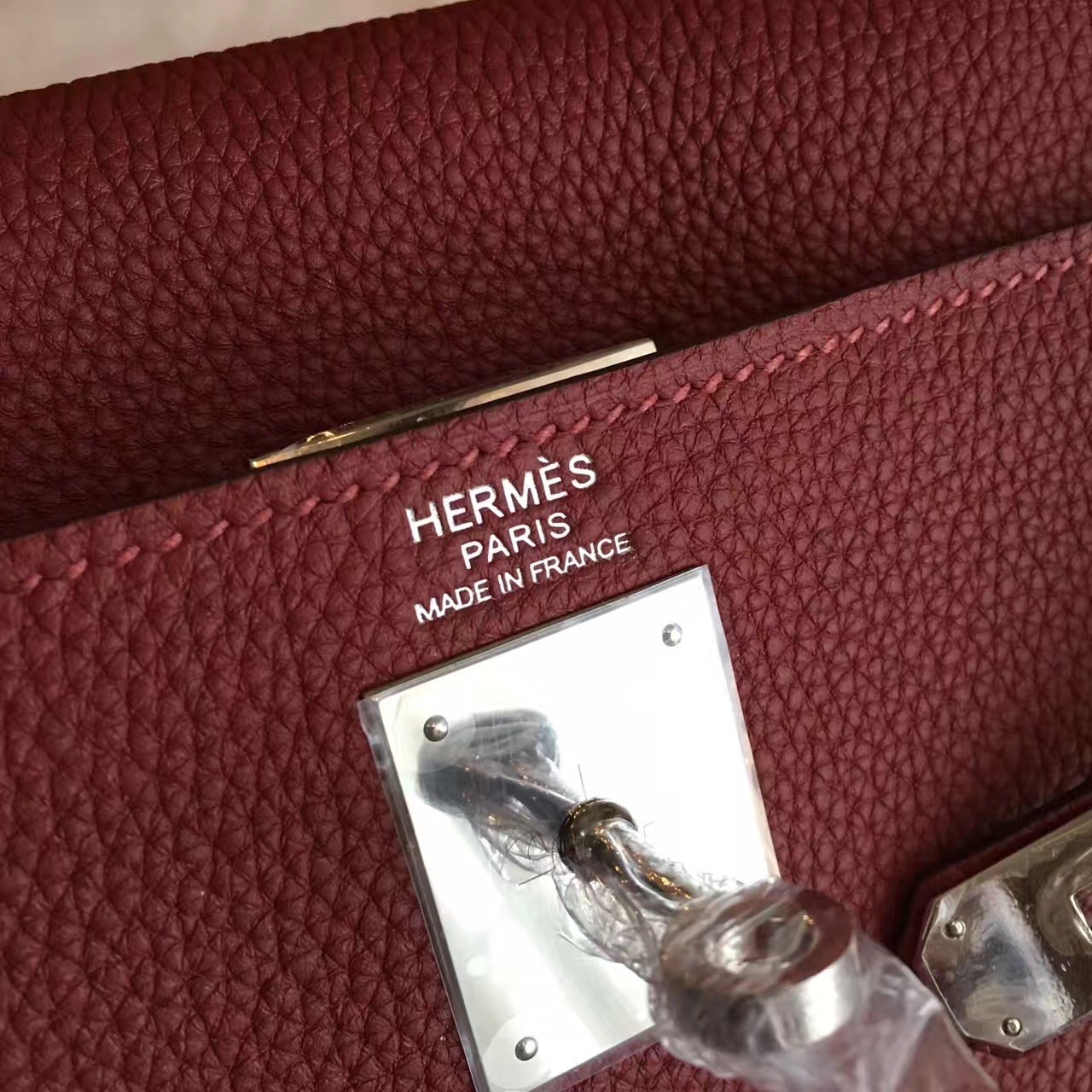 Hermes Bordeaux Clemence Kelly Retourne 32cm Handmade Bag