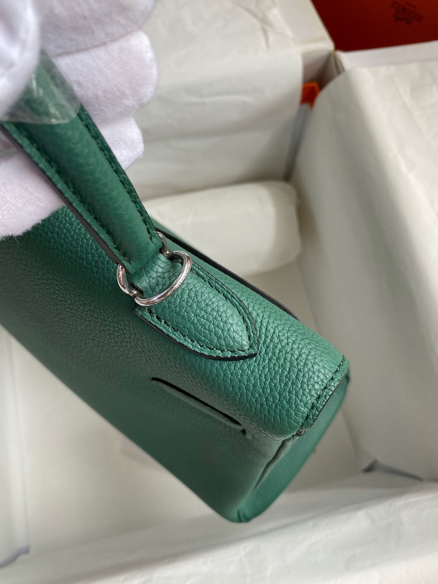 Hermes Malachite Clemence Kelly Retourne 32cm Handmade Bag