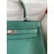 Hermes Malachite Clemence Kelly Retourne 32cm Handmade Bag