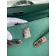 Hermes Malachite Clemence Kelly Retourne 32cm Handmade Bag